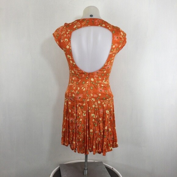 Free People Womens It Takes Two Wrap Dress Orange Peach Combo Medium NWT $128 - Picture 4 of 15
